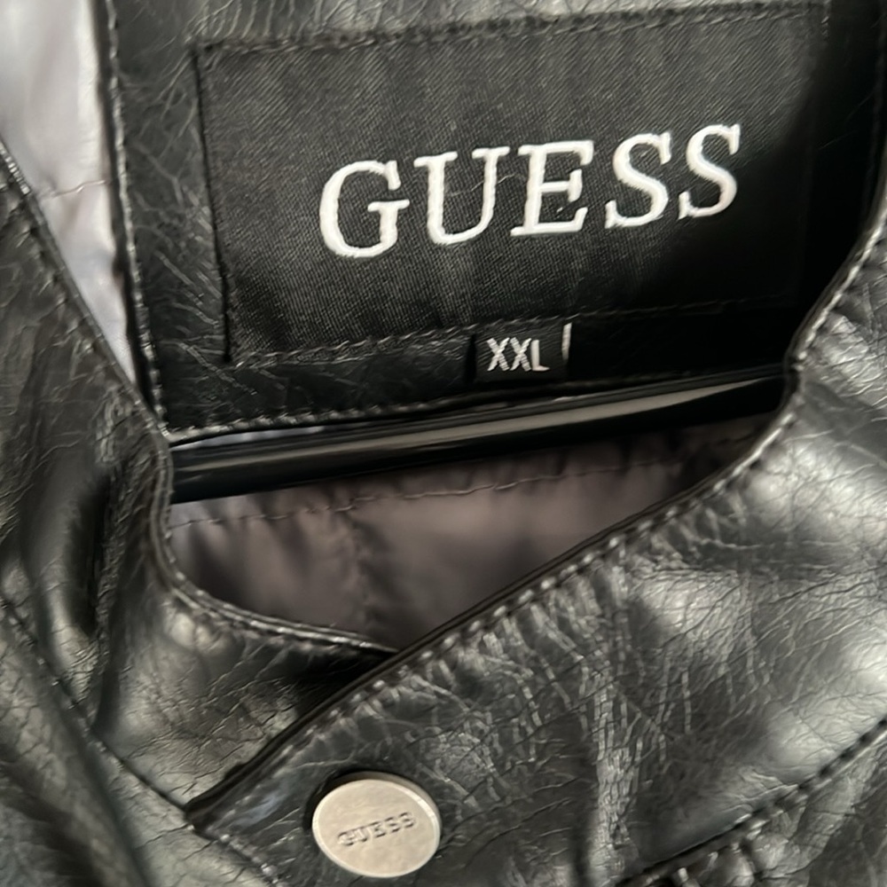 Guess black leather jacket xxl mens - Picture 2 of 4